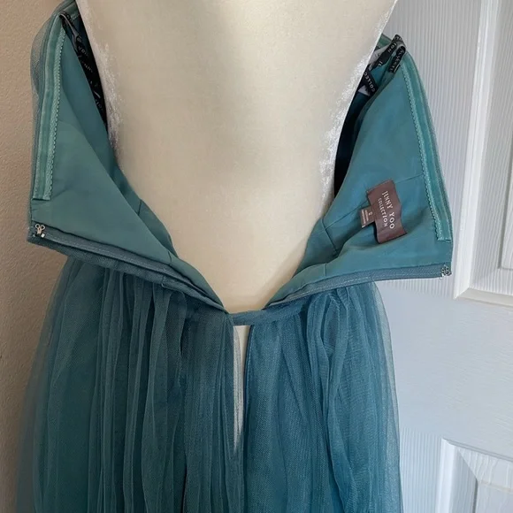 Jenny Yoo Annabelle Convertible Bridesmaid Dress Vintage Teal size 12 “altered” - Picture 4 of 8